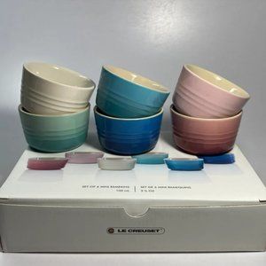 Le Creuset Ceramic Assorted Colors Mini Ramekins ~ Set of 6